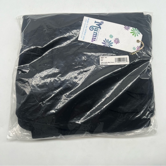 Show me your mumu caitlin ruffle maxi dress black chiffon size xxs and xs - Picture 8 of 10